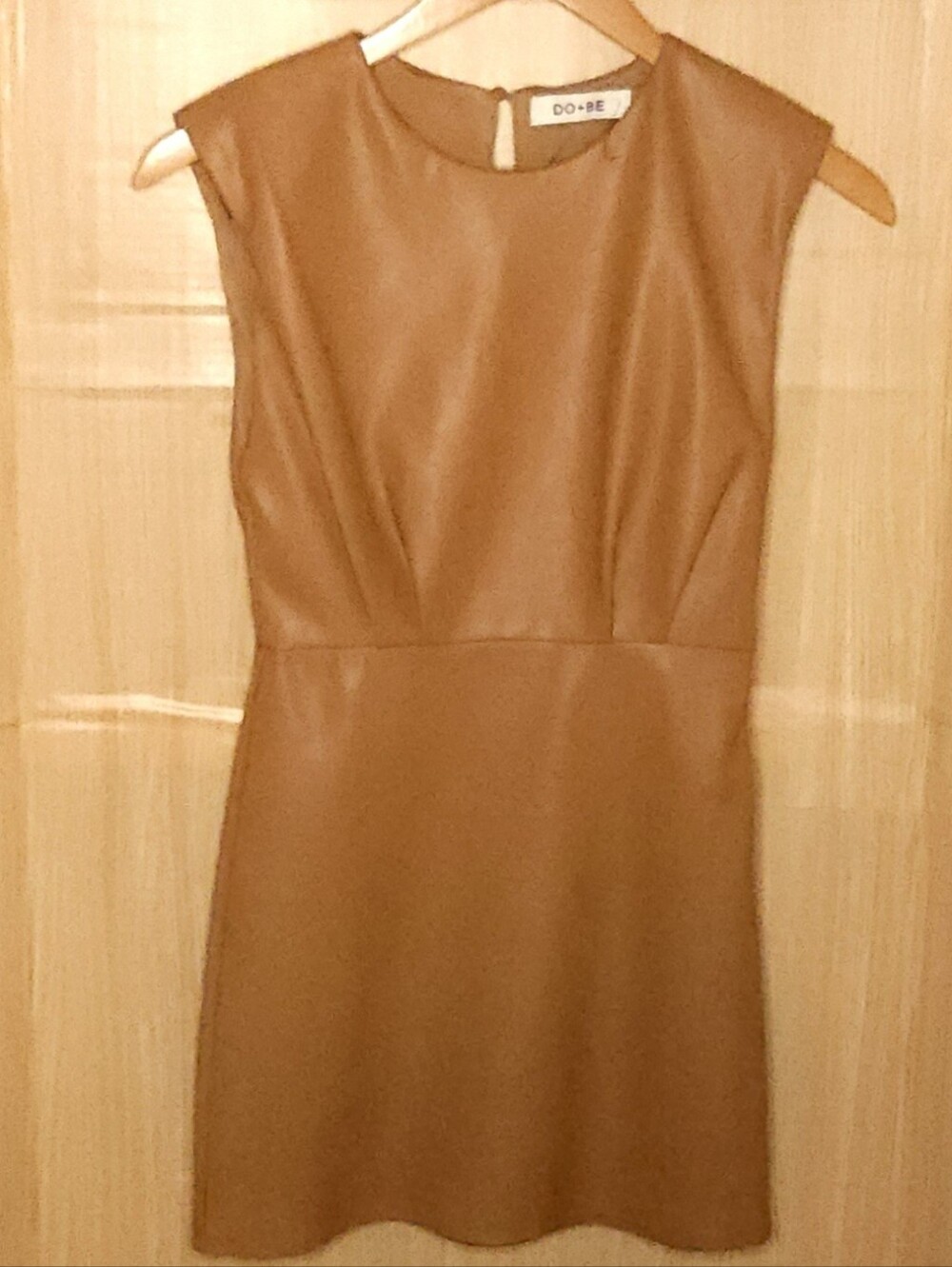 DO + Be women's light brown faux leather sleeveless dress small